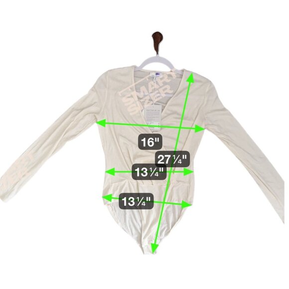 Adriano Goldschmied Lola Bodysuit Women M Ivory Dust V Neck Boho Classic NWT - Picture 6 of 6